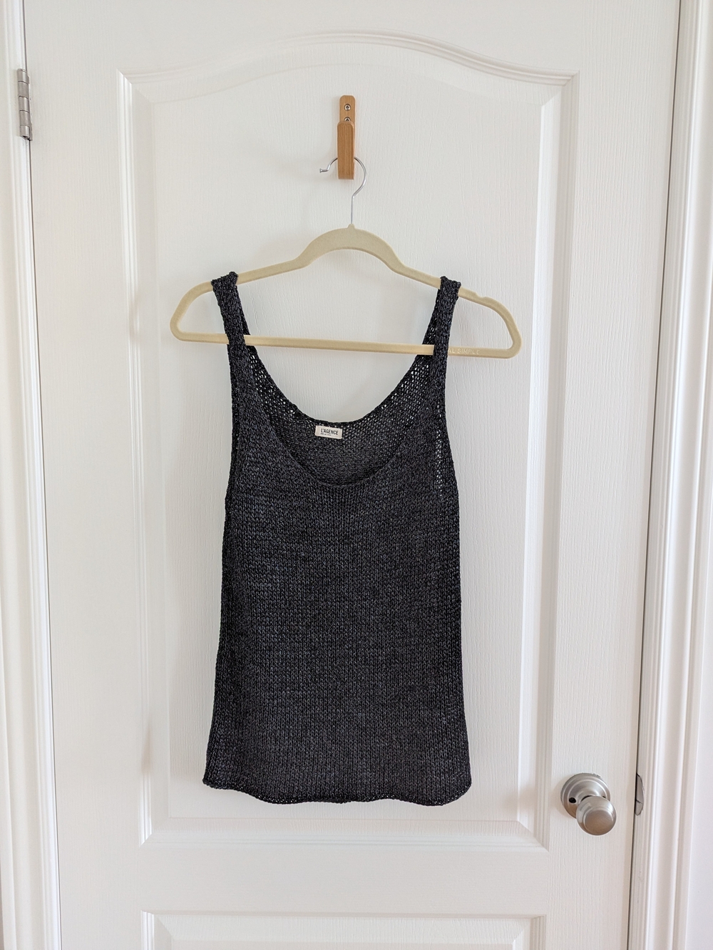 L'AGENCE Vivi Metallic Charcoal Knit Tank Top Size S